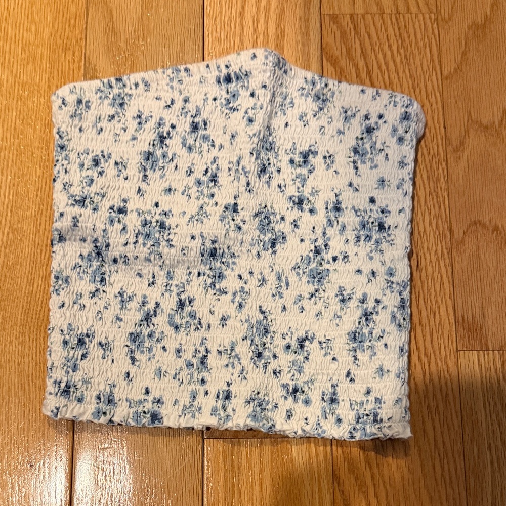 Garage White and Blue Textured Crop Top - PS